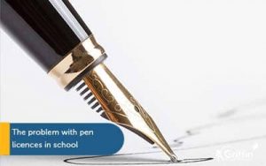 calligraphy pen with text the problem with pen licences in school